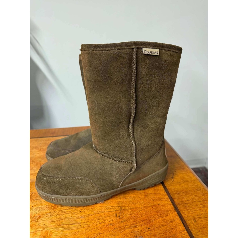 Bearpaw Womens 10 Brown Suede Mid-Calf Winter Boots Faux Fur Lined Pull On
